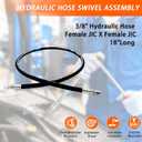 Autovo Hydraulic Hose Swivel Assembly 3/8" Hydraulic Hose with Female JIC X Female JIC 18" Long 4785 psi, Black