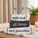 3 x 4 Pcs Christian Wooden Tiered Tray Decor, Bible Table Decorations Gifts