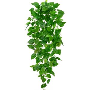 BLEUM CADE 1Pcs Fake Hanging Plants, 9 Branch Artificial Hanging Plant, Lush Faux Pothos Vines for Home Room Wall Shelf Porch Outdoor Indoor Decor (No Baskets)