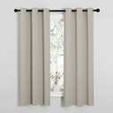 NICETOWN Kitchen Curtains, Short Curtains for Bedroom Windows, Thermal Insulated Room Darkening Curtain Panels for Girls Room, Cafe (Natural, 34" W by 63" L, 1 Pair)
