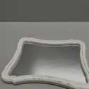 Rustic Wood Framed Small Wall Mirror Decor 12 x 9 inches, Handmade Distressed White Vintage Decorative Mirror, Farmhouse Bathroom Mirrors for Vanity, Hanging Ornate Accent Sculpted Mirrors