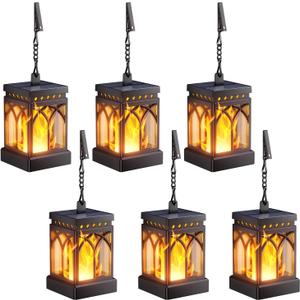 KOOPER 6 Pack Solar Lanterns Outdoor Waterproof, Upgraded Flickering Flame Modes + Constant Modes Hanging Solar Lantern Lights for Outside, Lanterns Decorative Outdoor for Garden Table Yard Tree Decor