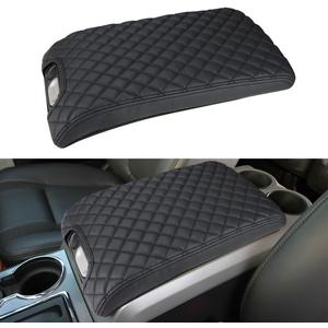 INTGET Center Console Armrest Cover for Ford F150 Accessories 2009 2010 2011 2012 2013 2014 Car Middle Lid Seat Cover Protector (Black Pad, 2009-2014)