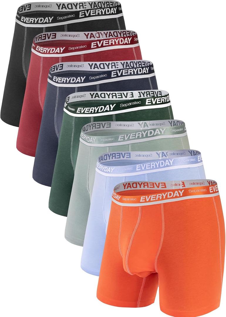 Separatec Cotton Dual Pouch Men's Underwear Comfortable Soft Breathable Everyday Boxer Briefs for men 7 Pack(M, Assorted Colors)