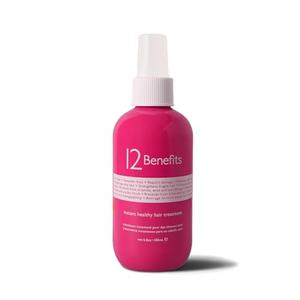 12 Benefits Instant Healthy Hair Treatment - Leave In Conditioner Spray with Quaternium 39 and Silk Fibre Protein - Smooths Frizz, Strengthens & Repairs Damaged Hair - (6 Fl Oz), Packaging May Vary