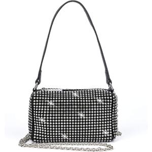 Bling Bling Crystals Evening Clutch Bag for Women Girls Sparkling Crossbody Bag Wedding Prom Party Club Purses Handbags (Black&white Diamonds)