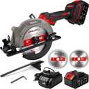 6" Cordless Mini Circular Saw, 21V Compact Wireless Circular Saw, 4.0Ah Battery, 5800RPM, Max Cut 2-1/6" (90), 1-1/4" (45),w/40T & 60T Blades,Fast Charger (1Hr),Applicable to Wood,Aluminum & Plastic