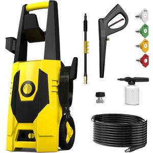 AgiiMan Pressure Washer - 5100PSI Max 3.4GPM Power Washer with 35FT Power Cord, 20FT Hose, Soap Tank, High Pressure Washer Electric Powerd Car Cleaning for Garden, Patios, Yard, Yellow