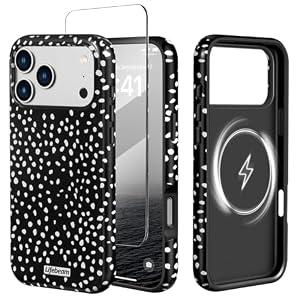 Cute Spots Phone Case for iPhone 17 Pro Max Case with Screen Protector 6.9"- Compatible with MagSafe [10ft Drop Tested] - Military Grade Protective Cover Classic Ultra Slim Design for Women Girls