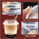 20 Set 25 oz Drink Bucket, Clear Plastic Cups with Lids and Straws, Disposable Drinking Cups for Cold Drinks, Iced Coffee/Milkshakes/Smoothies, Sturdy & Food Safe