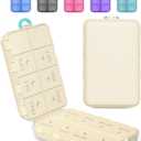 Pill Organizer Medicine Organizer Travel Essentials - Weekly Medicine Dispenser with Etched Labels, 7 Day AM PM Dispenser, Travel Pill Box, Foldable Medicine Case