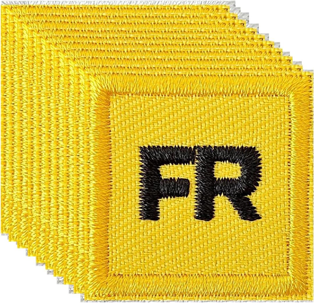 FR Patches, Iron on FR Patches Replacement Garment Embroidered Patches for Clothing, Pack of 10 Yellow (Black)