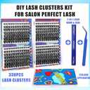 2 x Natural Lash Clusters Kit Volume Wispy DIY Cluster Eyelash Extensions Fake Eye Lashes Individuals D-Curly 336Pcs 8-16MM Mixed with Bond Seal Tweezers