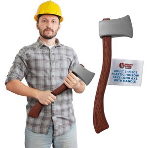Nicky Bigs Novelties Fake Axe Prop 24 Inch Long Lumberjack Halloween Costume Accessories Plastic Weapons Felling Ax Adults