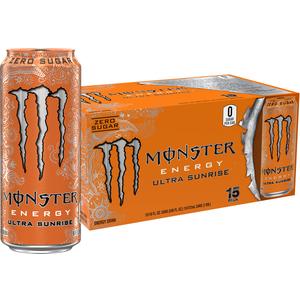 Monster Energy Ultra Sunrise, Sugar Free Energy Drink, 16 Fl Oz | Pack of 15 (EXP 12/30/26)