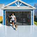 Magnetic Garage Door Screen 16x8 FT for 2 Car Garage, 16x8FT Fiberglass Screen Door, Heavy Duty Privacy Garage Net Screen, Hands-Free with 9 Roll Up Straps for Patio, Outdoor, Gym, Sun House Porch