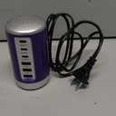 60W USB Charging Station with 6-Port (3 USB-A & 3 USB-C) for iPhone 12/13/14, Tablets & Smartphones - Purple