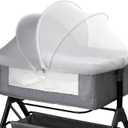 Bassinet Mosquito Net Cover - Half-Blackout Mosquito Net for Baby Crib & Bedside Sleeper, Breathable Crib net with 2-Way Zipper, Sun-Blocking Baby Mosquito Net Cover (Gray-Small)