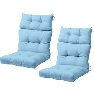 COOS BAY Outdoor/Indoor High Back Chair Cushions 46x22 Inch, Tufted Patio Seat Back Cushions, Replacement Seat Pads, 2 Count, Light Blue (Set of 2)