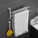 Chrome Rotating Towel Rack Bathroom Stainless Steel Adjustable Towel Rack 12 * 1.5 * 8.5inchs Suitable for Bathroom, Bedroom, Balcony Removable Towel bar (electroplated, Two Poles)