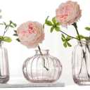 Bud Vase Set of 3, Small Vases for Flowers, Vintage Glass Vases for Centerpieces, Decorative Rustic Flower Vases Hydroponic Vase for Wedding, Events, Home Decor, Office Table Flower Decor (pink)