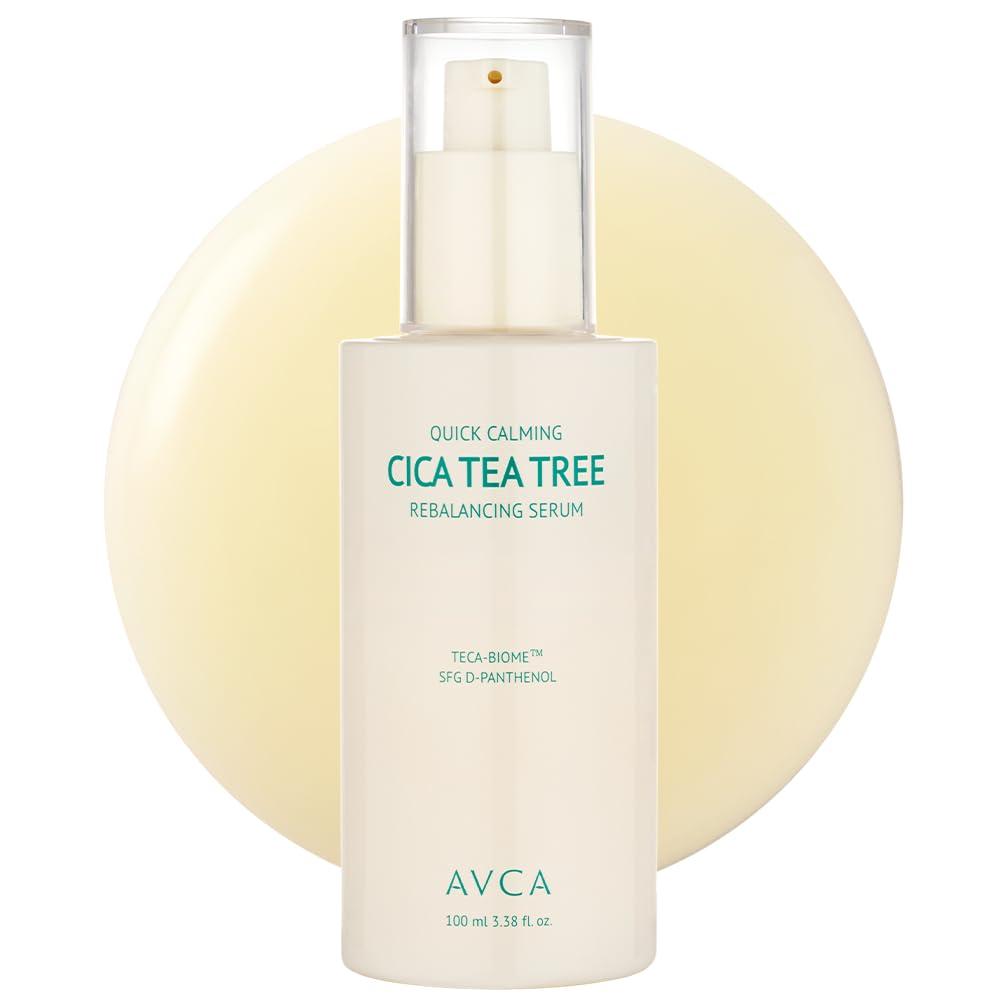AVCA Quick Calming Cica Tea Tree Serum 100ml(3.38 fl. oz) Niacinamide & Panthenol, Soothing for Redness and Blemish-Prone Sensitive Skin, Oil-Balancing K-Beauty