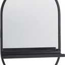 47th & Main Iron Framed Shelf and Wall Mirror, 15 x 25-Inches, Black