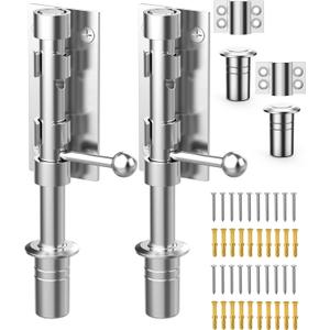 Heavy Duty Slide Bolt Gate Latch Hardware, 6.3 Inch Solid 304 Stainless Steel Latches Electroplating Finish, Barrel Bolt Lock for Wooden Fence, Yard Door, Barn Door, Shed Door, Interior