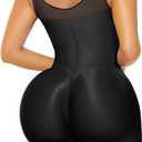 YIANNA Fajas Colombianas Moldeadoras Postpartum Shapewear Tummy Control for Women Butt Lifter Body Shaper with Zipper Crotch (Black, L)