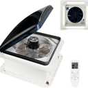 Upgraded Remote Control RV Roof Vent Fan with LED Light, 12V DC 14" Super Quiet RV Roof Fan with Rain Sensor, 10-Speed, Reversible