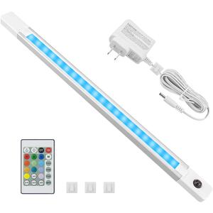 BIGMONAT Under Cabinet Light with Remote, Stick on Color Changing Under Counter Lighting, Plug in RGB LED Light Bar with Timer for Kitchen Sink Shelf Cupboard Closet Pantry Desk TV Stand Backlight