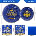 120 Pcs Graduation Plastic Plates,2026 Blue Gold Graduation Disposable Plates with Gold Rim for 30 Guests,30 Dinner Plates 10 inch & 30 Dessert Plates 7 inch Napkins for Party,Holiday