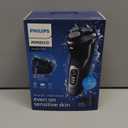 Philips Norelco Shaver 3900 Series, Wet and Dry Electric Shaver, P-Cap, Travel Pouch, Charging Stand, Storm Blue, Model S3341/92 (Silver New)