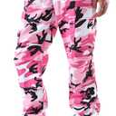 BACKBONE Mens Casual Street Fashion Camo Cargo Pants Army Combat Military BDU Pants Work Hunt Pants (36W x 32L, Pink Camo)