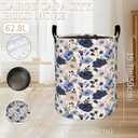 Coastal Laundry Basket, Oxford Cloth Nature Peaceful Dirty Clothes Collapsible Hamper for Room Decor, Ocean Beach and Chair Print Gifts Toy Organizer 19.7 * 15.8 Inch for Bedroom Bathroom Dorm