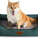 Orthopedic Dog Beds for Medium Dogs, Durable Egg Crate Foam Sofa Dog Bed wit Washable Removable Cover,Waterproof Lining,Pet Bed for Large Dogs (Olive Green, 26.4" L x 21.7" W x 6.2" Th)