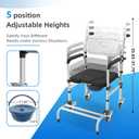 4 in 1 Rolling Bedside Commode Chair w/Wheels for Elderly, Shower Chair w/Handles for Height Raised Toilet Seat for Seniors, Disabled & Pregnant Holds Up to 350 lbs