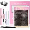 UILULU DIY Lash Clusters Kit 168 Individual Clusters False Eyelashes, Cluster Eye Lash Extensions Kit with Bond & Seal, Remover, Tweezers, Fake Eyelash D Curl-0.07-9-16MM(U02 Lash Kit)