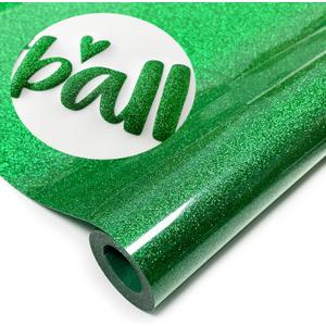 Green Glitter Puff Vinyl Heat Transfer - 12" x5ft 3D Puff HTV Vinyl, Glitter Puffy Iron-On for Fabrics, Perfect for T-Shirts, Bags, Pillows, Compatible with Cricut & Cameo