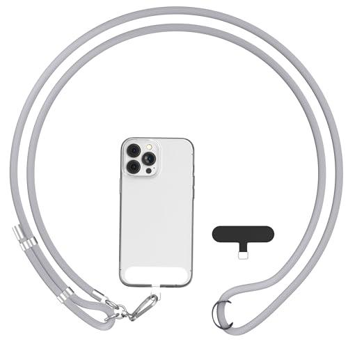 VISOM Phone Lanyard - Adjustable Neck Strap,2× Phone Patches,Multifuctional Patch Lanyards Compatible with Most Smartphones (Grey)