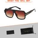 Retro Aviator Sunglasses for Men Women, Trendy Rectangle Womens Mens Shades Square Sun Glasses