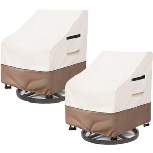Patio Chair Covers Waterproof Patio Furniture Covers, 30W x 34D x 36H Inches Swivel Outdoor Chair Cover 2 Pack (Beige) (30"W x 34"D x 36"H - 2Pack, Beige - Chair Cover)