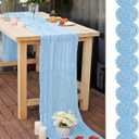 10 Pcs Baby Blue 10FT Cheesecloth Table Runner 23"x120" Romantic Cheese Cloth Table Runner Boho Gauze Table Runners Rustic Runner for Wedding Arch Bridal Baby Shower Birthday Party Table Decoration
