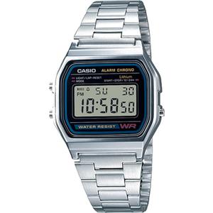 Casio A158WA Series | Unisex Digital Watch | Vintage | WR | 100 SEC Stop Watch | Daily Alarm | Regular Time Keeping: Hour, Minute, Second, PM, Date, Day | Led Light | 7 Yr Battery (Silver)