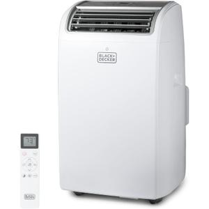 BLACK+DECKER Portable Air Conditioner with Heat, 14,000 BTU with 12,000 BTU Heating for Rooms Up To 700 Sq. Ft., Portable AC with Follow Me Remote Control, BPT10HWTB, White