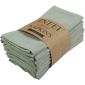 INFEI Plain Color Dinner Cloth Napkins, Set of 12 (15.7 x 11.8 Inches), Reusable Cotton Kitchen Table Napkin, for Cocktail Parties, Weddings, Hotel & Home Use (Avocado)