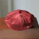 Women's Chenille Beret - Soft & Warm French Hat with Metal Heart Accent for Fall/Winter.