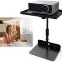 Projector Stand From 9.5 "to 14.7",Height AdjustableHidden Shelf Desktop No Drilling, Projector For Desktop, Bedside Table, Bed, Home Office, Stage, Studio, DJ Rack Bracket Installation