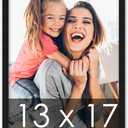 Poster Palooza 13x17 Frame Black Solid Wood Picture Frame | 0.75 Inch Moulding Width | Includes UV Acrylic Plexiglass, Foam Board Backing & Hanging Hardware