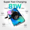 2 x 2025 Upgrade Smallest Retractable Car Charger, Merrtody 81W Max Ultra-Compact Fast Car Adapter with Retractable 30-inch USB-C Cable for iPhone 16/15/14, MacBook Pro, iPad, Galaxy, Pixel, and More